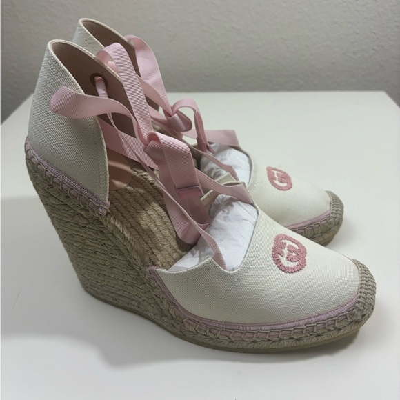 Gucci interlocking G espadrilles With Ribbon Tie platform Wedge - Picture 2 of 10
